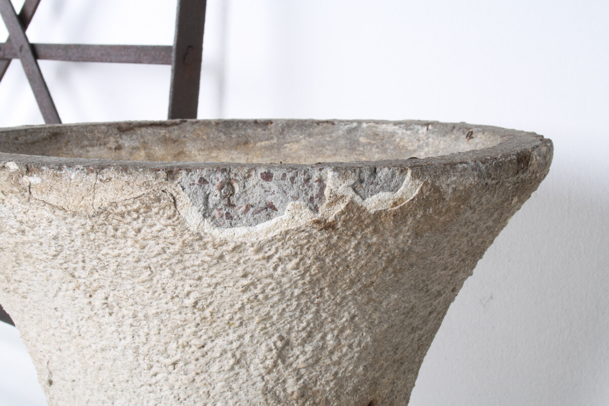 Mid Century Concrete Garden House Planter with Weathered Patina in the manner of Willy Guhl - Image 9