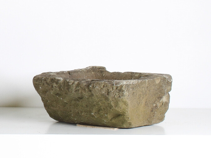 Petite Primitive Carved Stone Antique Wabi Sabi Organic Sandstone Planter Pot