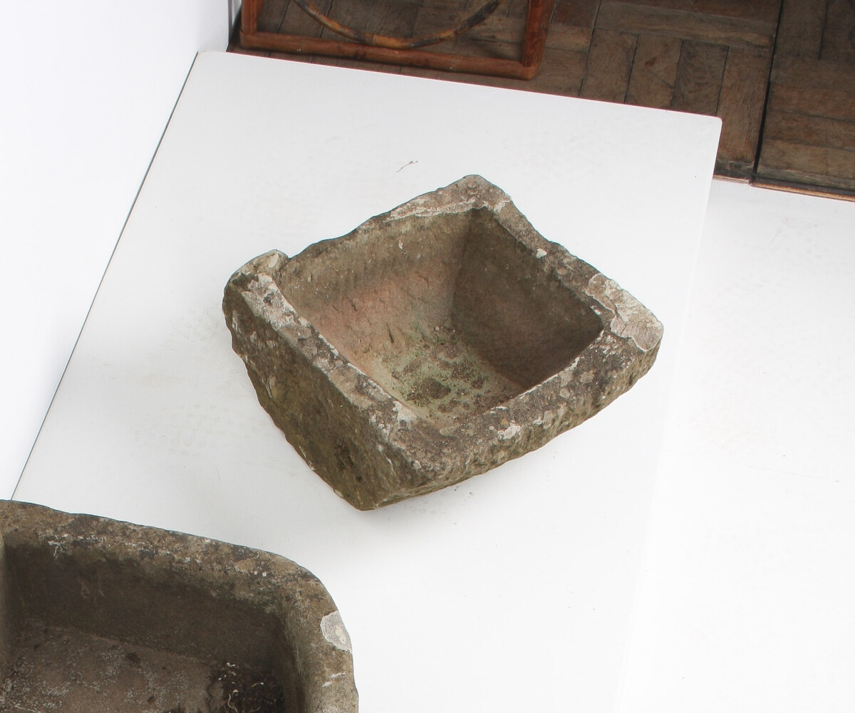 Petite Primitive Carved Stone Antique Wabi Sabi Organic Sandstone Planter Pot - Image 8