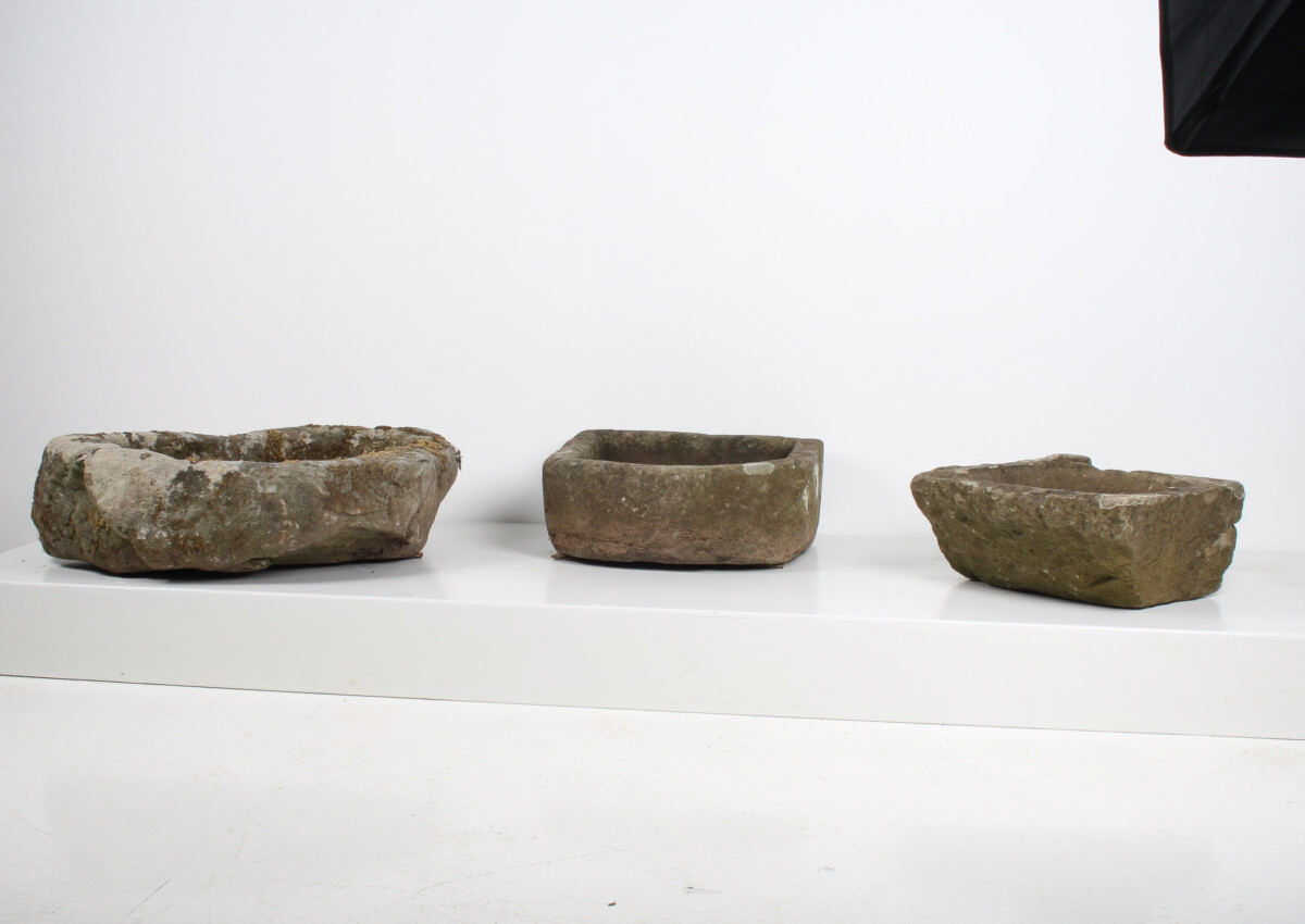 Petite Primitive Carved Stone Antique Wabi Sabi Organic Sandstone Planter Pot - Image 5