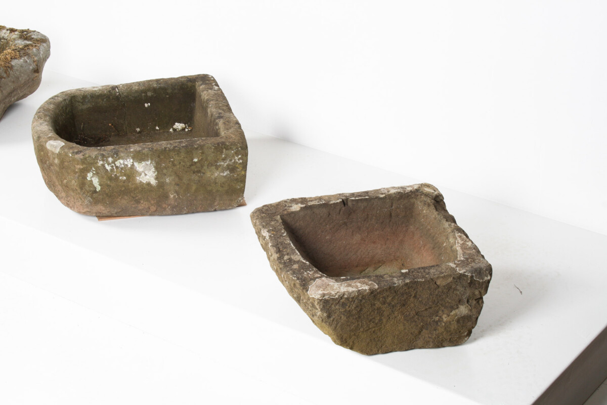 Petite Primitive Carved Stone Antique Wabi Sabi Organic Sandstone Planter Pot - Image 4