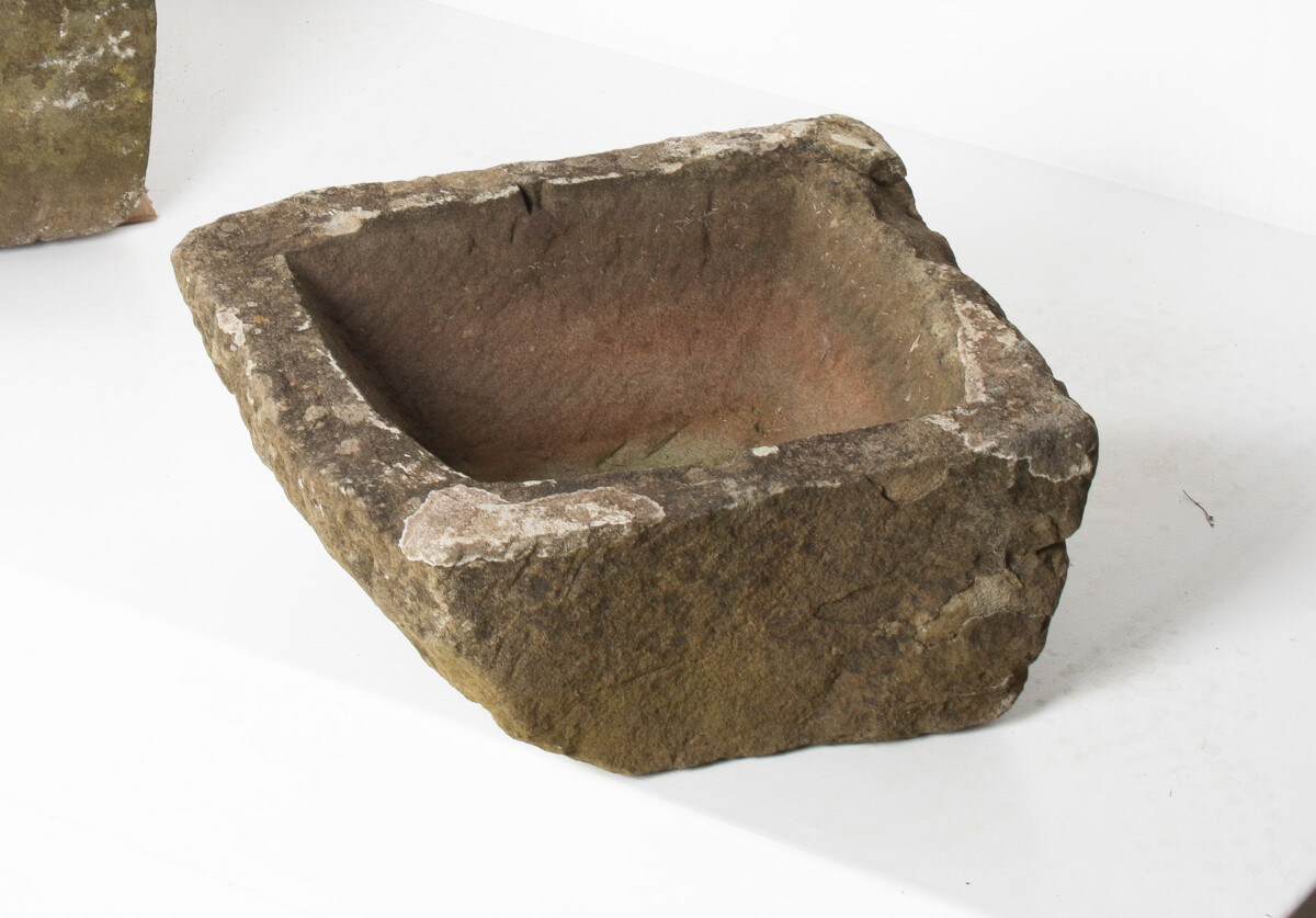 Petite Primitive Carved Stone Antique Wabi Sabi Organic Sandstone Planter Pot - Image 2