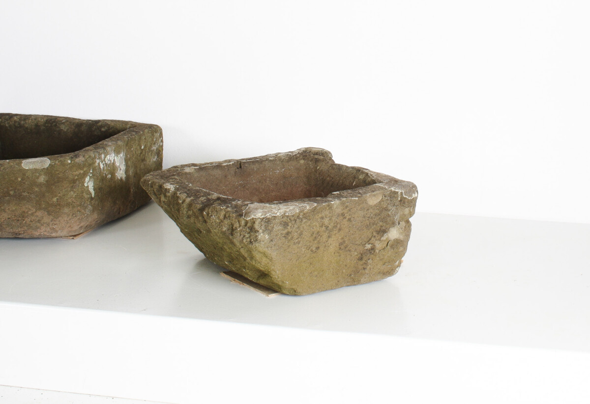 Petite Primitive Carved Stone Antique Wabi Sabi Organic Sandstone Planter Pot - Image 3