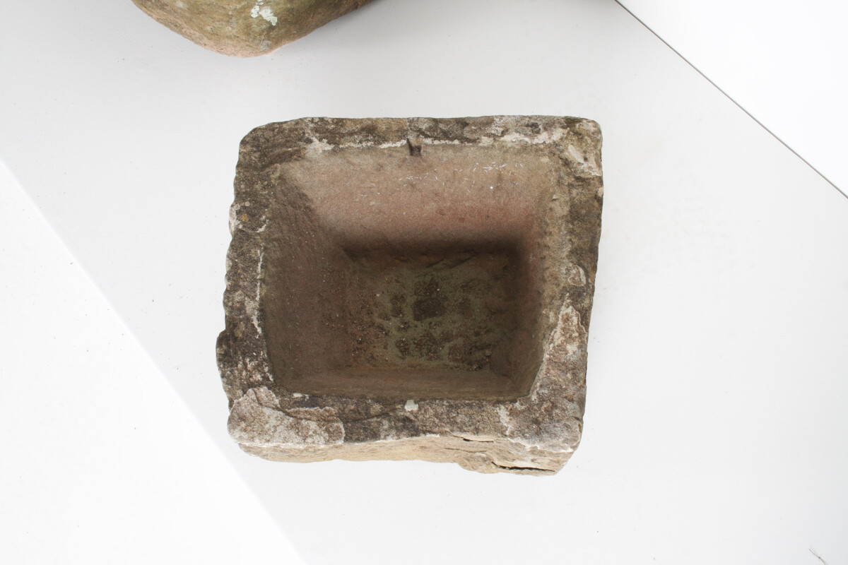 Petite Primitive Carved Stone Antique Wabi Sabi Organic Sandstone Planter Pot - Image 13