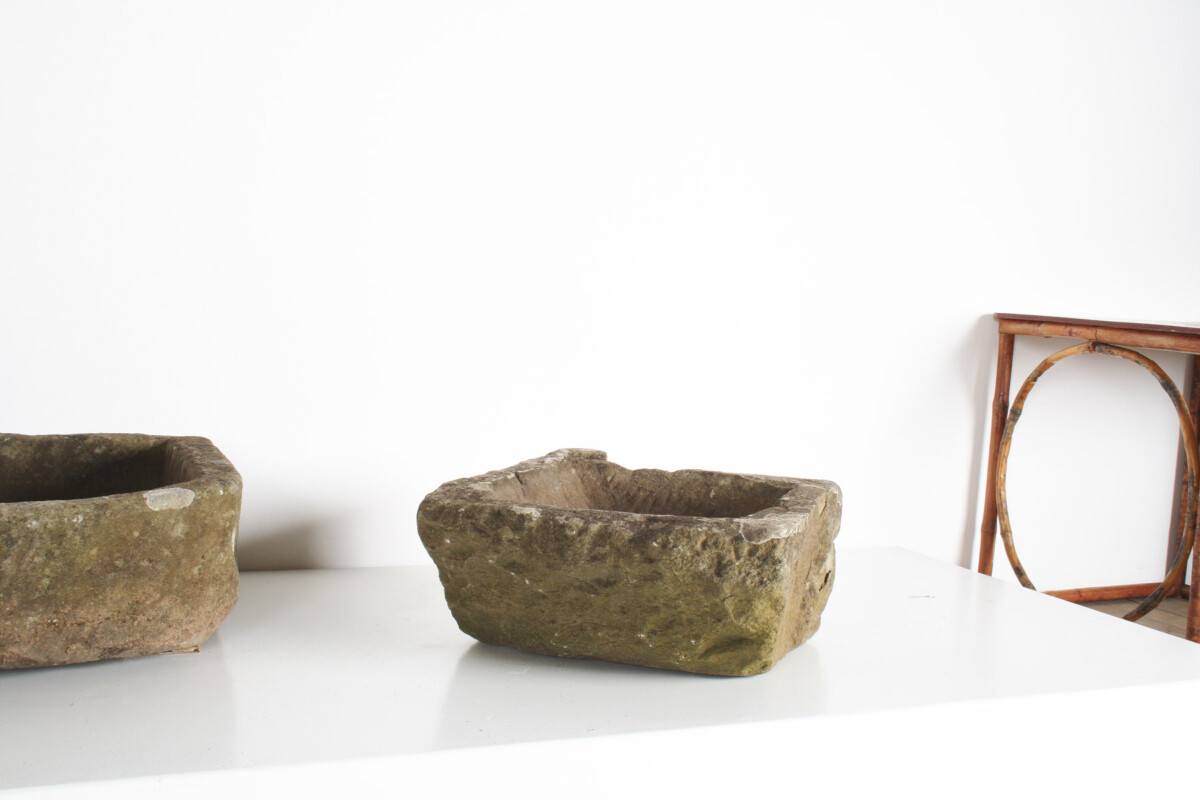 Petite Primitive Carved Stone Antique Wabi Sabi Organic Sandstone Planter Pot - Image 12