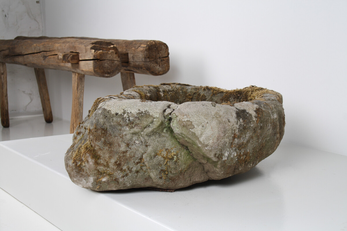 Primitive Carved Stone Trough Planter Weathered Sandstone Garden Feature | Bonsai Pot - Image 12
