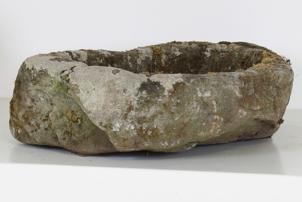 Primitive Carved Stone Trough Planter Weathered Sandstone Garden Feature | Bonsai Pot - Image 9