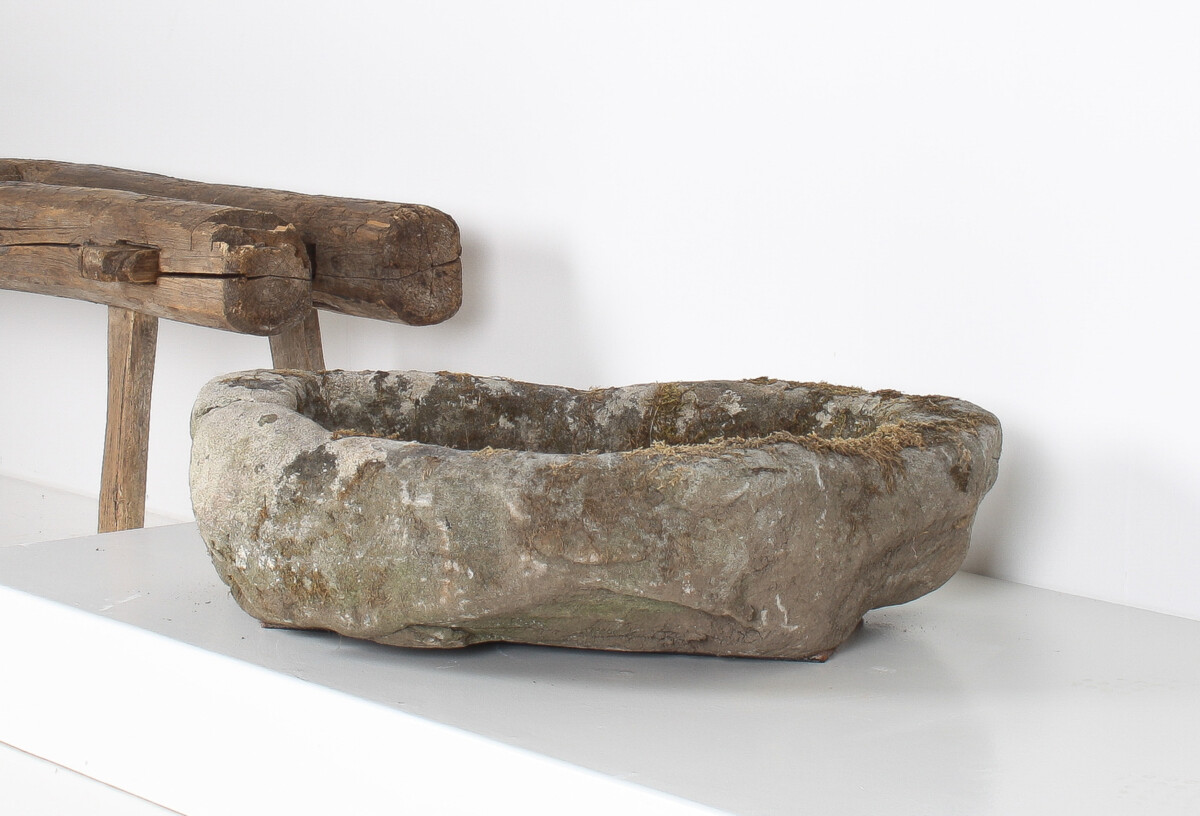 Primitive Carved Stone Trough Planter Weathered Sandstone Garden Feature | Bonsai Pot - Image 6