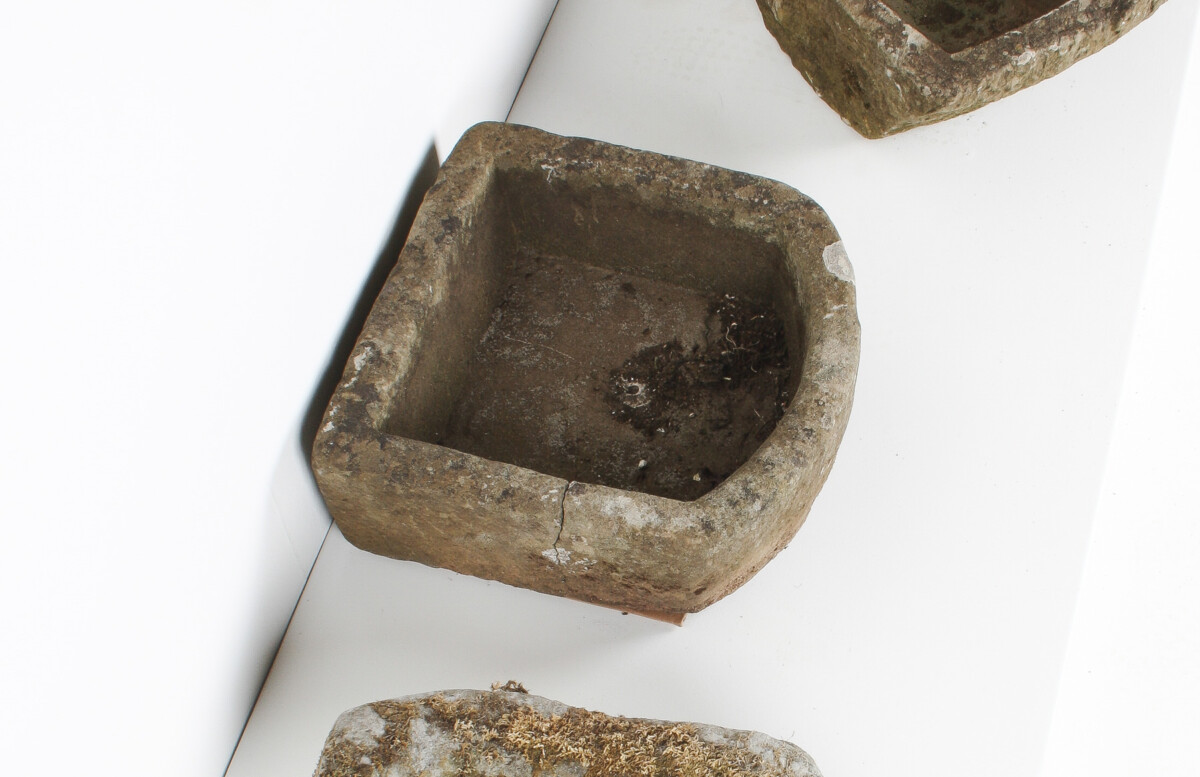 Small D Shape Carved Stone Weathered Sandstone Planter | Bonsai Pot - Image 9