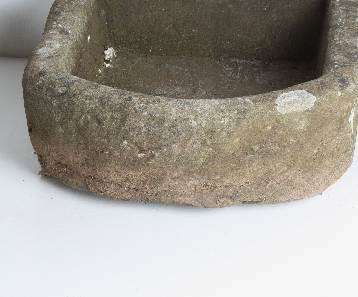 Small D Shape Carved Stone Weathered Sandstone Planter | Bonsai Pot - Image 8