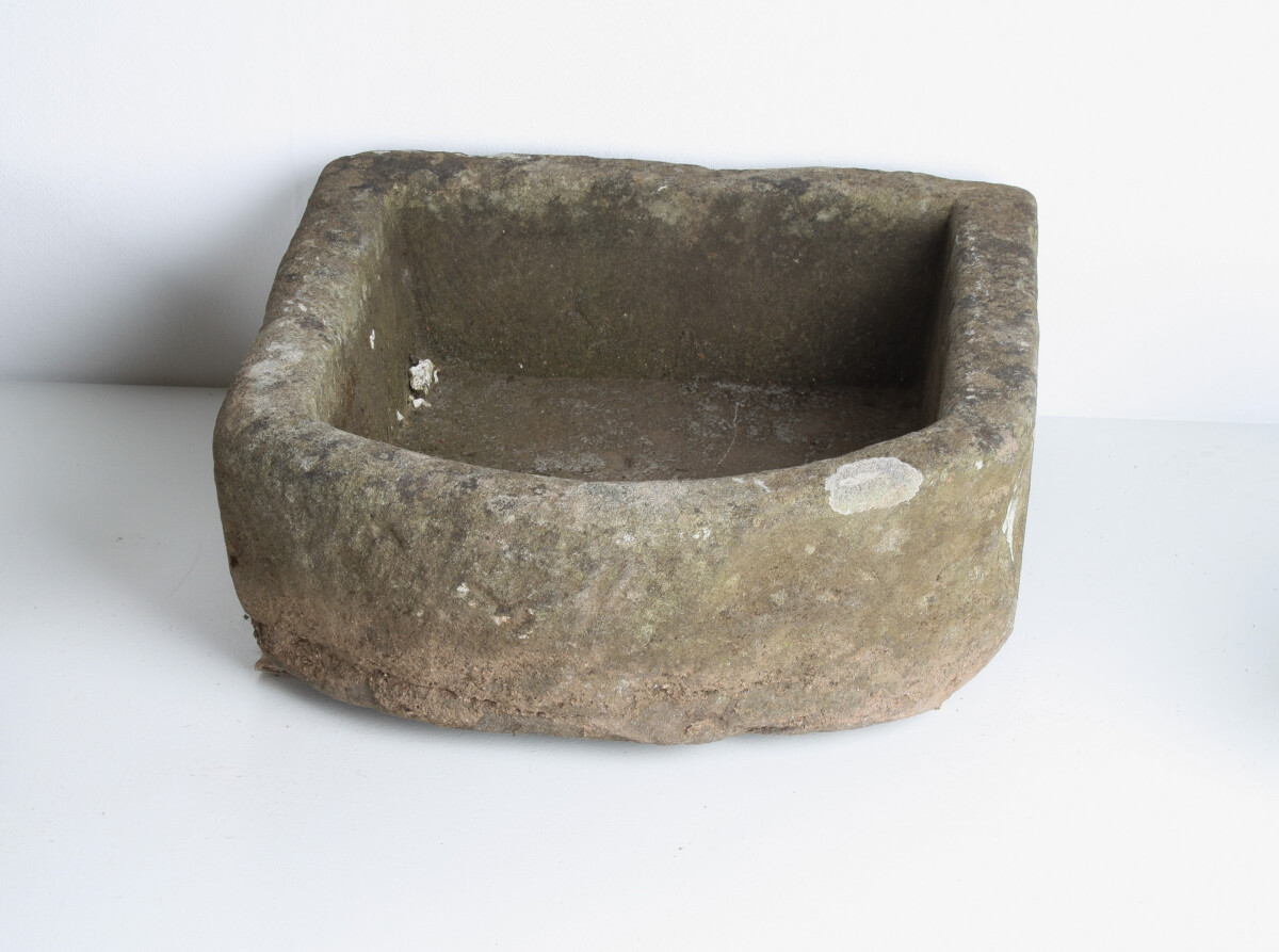 Small D Shape Carved Stone Weathered Sandstone Planter | Bonsai Pot - Image 7