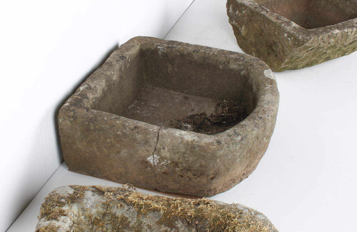 Small D Shape Carved Stone Weathered Sandstone Planter | Bonsai Pot - Image 5