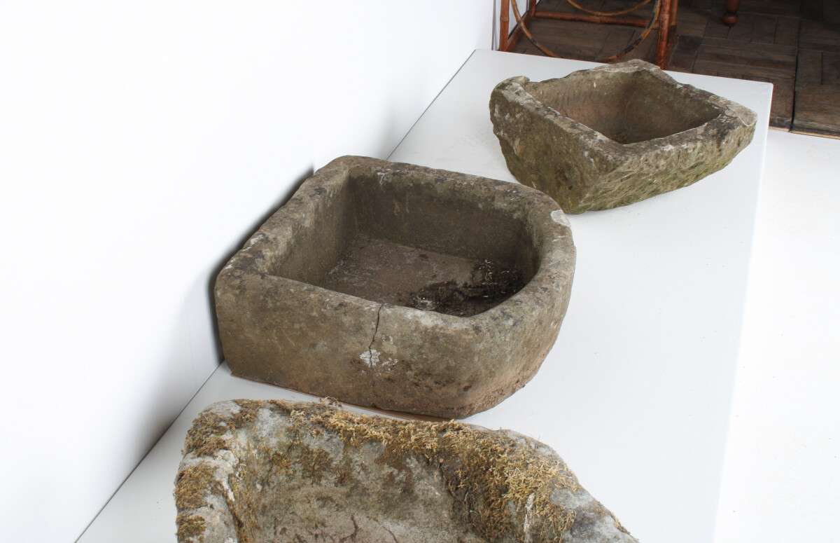 Small D Shape Carved Stone Weathered Sandstone Planter | Bonsai Pot - Image 4