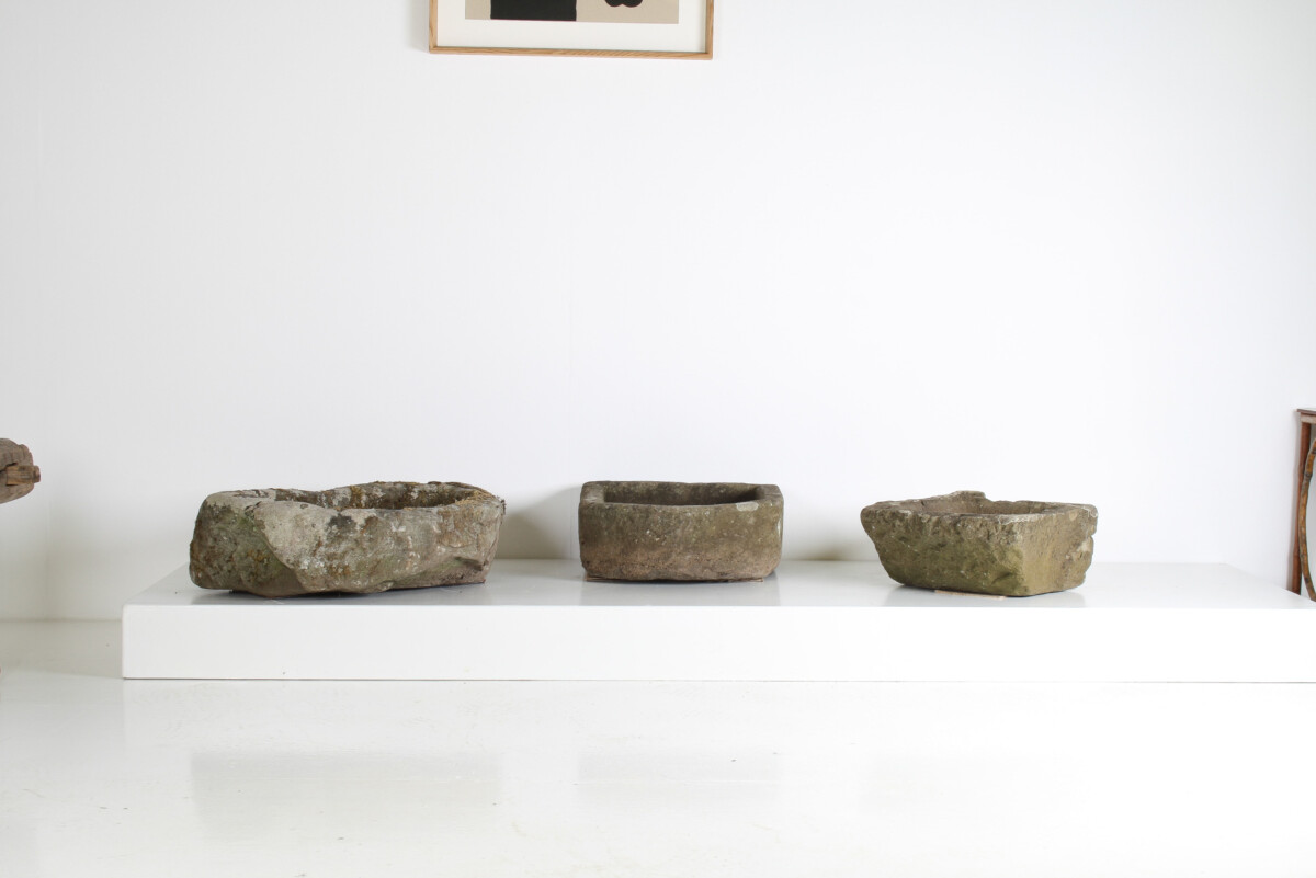 Small D Shape Carved Stone Weathered Sandstone Planter | Bonsai Pot - Image 3