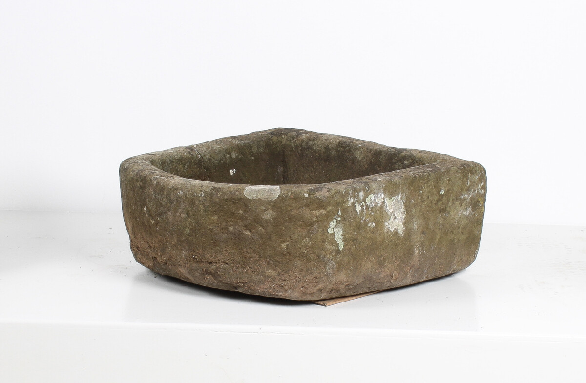 Small D Shape Carved Stone Weathered Sandstone Planter | Bonsai Pot - Image 2