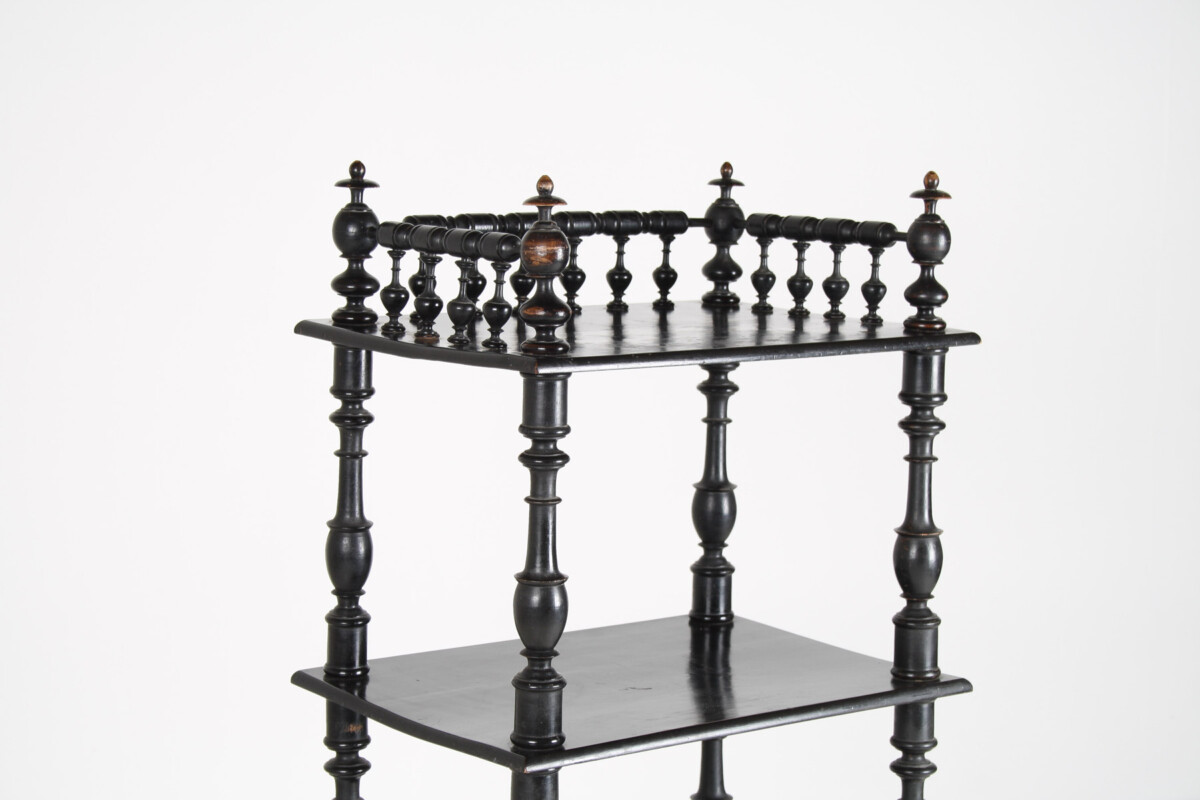19th Century Ebonised Whatnot Shelf Unit with Gallery Top - Image 7