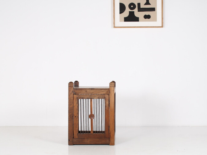 Unusual 19th Century Oak Side Table with Book Storage Cupboard
