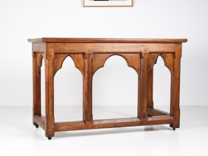Large Victorian Ecclesiastical Gothic Revival Serving Table, Workstation Desk or Countertop