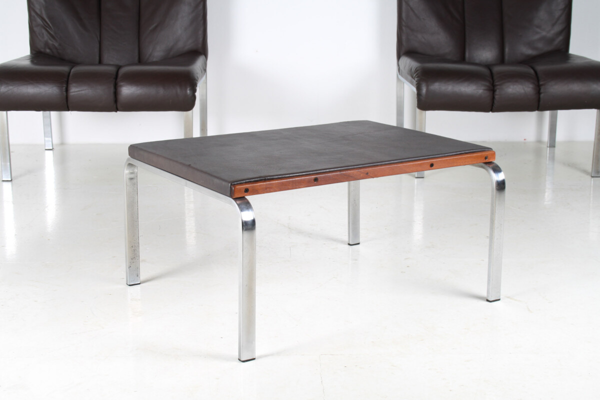 Mid-Century 1970s Brown Leather and Chrome Chair Set by Hans Eichenberger - Image 15