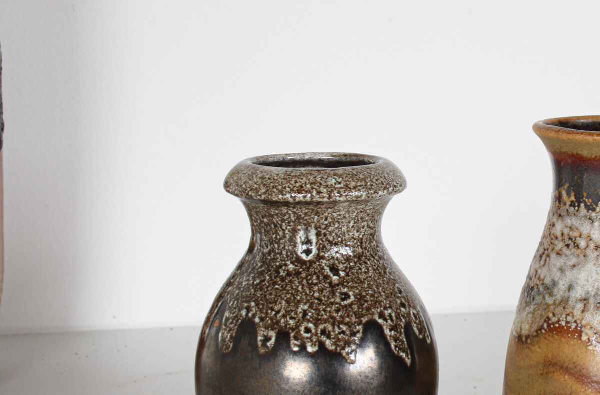 A Pair of West German Pottery Lava Vases in Earthy Vibrant Tones - Image 5