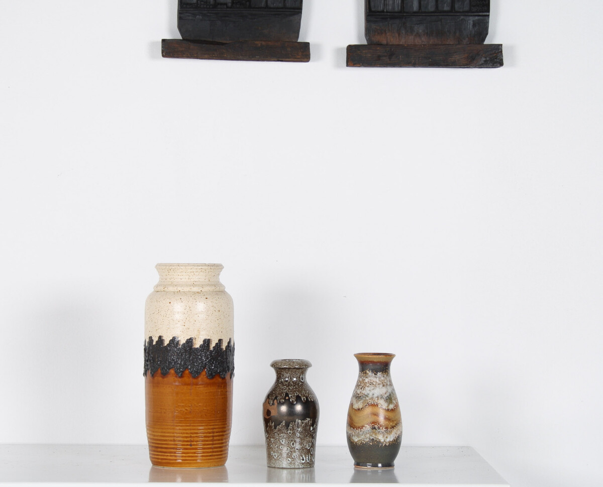 A Pair of West German Pottery Lava Vases in Earthy Vibrant Tones - Image 13