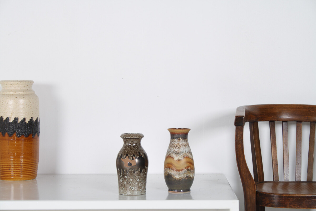 A Pair of West German Pottery Lava Vases in Earthy Vibrant Tones - Image 6