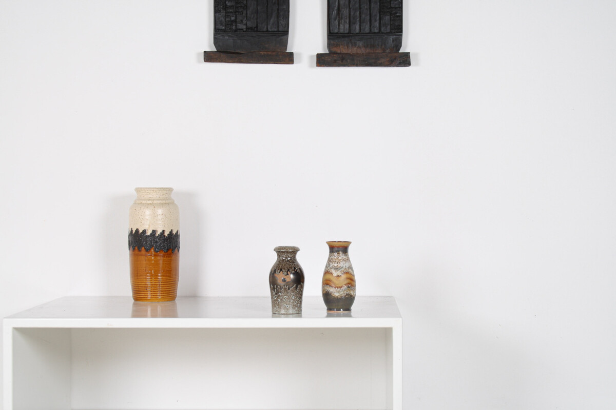 A Pair of West German Pottery Lava Vases in Earthy Vibrant Tones - Image 15