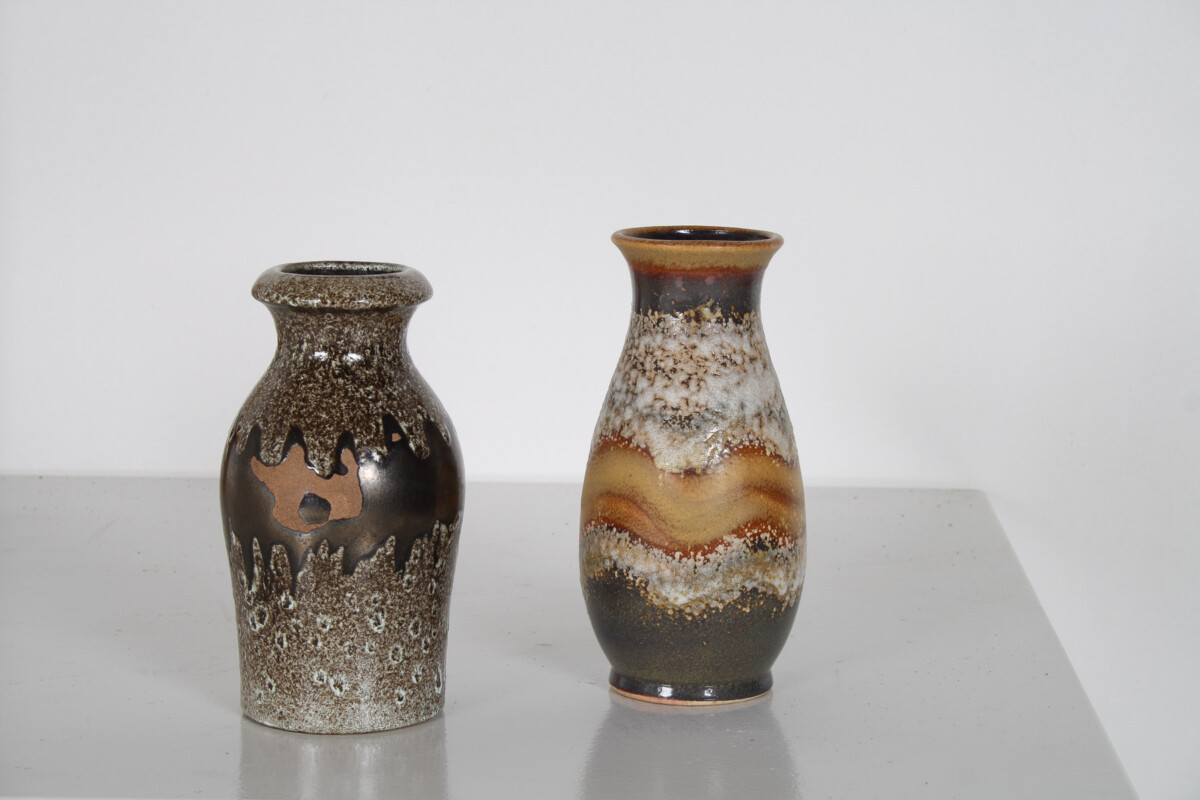A Pair of West German Pottery Lava Vases in Earthy Vibrant Tones - Image 11