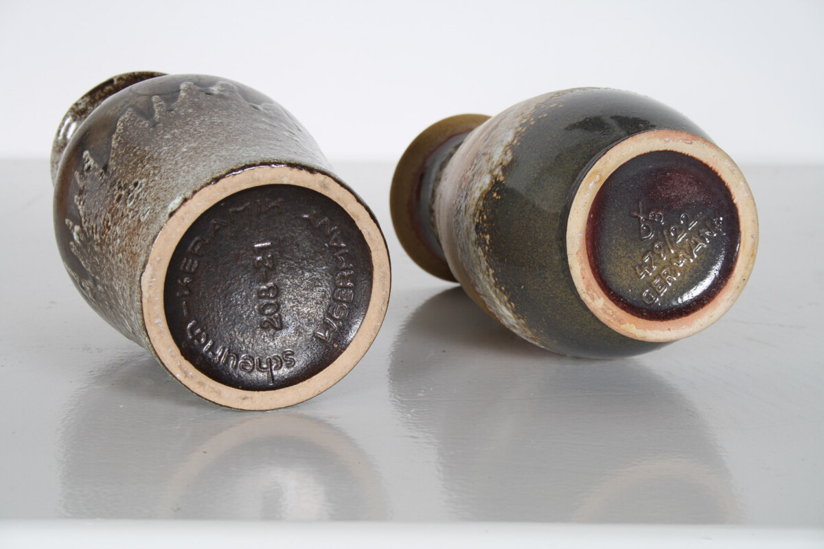 A Pair of West German Pottery Lava Vases in Earthy Vibrant Tones - Image 9