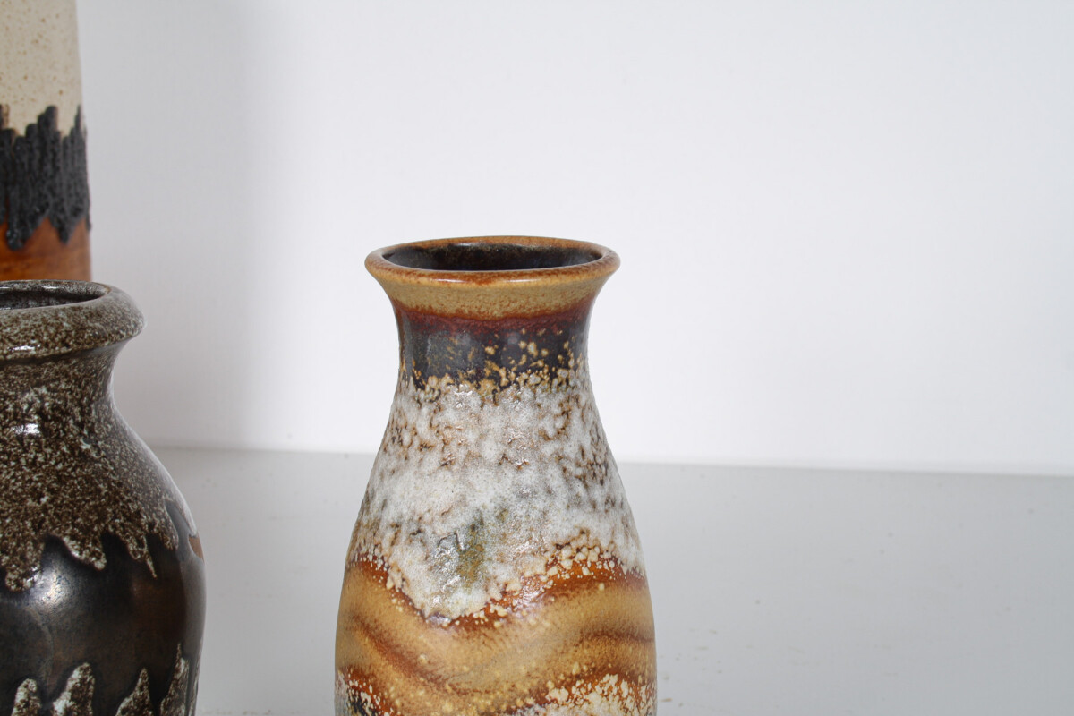 A Pair of West German Pottery Lava Vases in Earthy Vibrant Tones - Image 8
