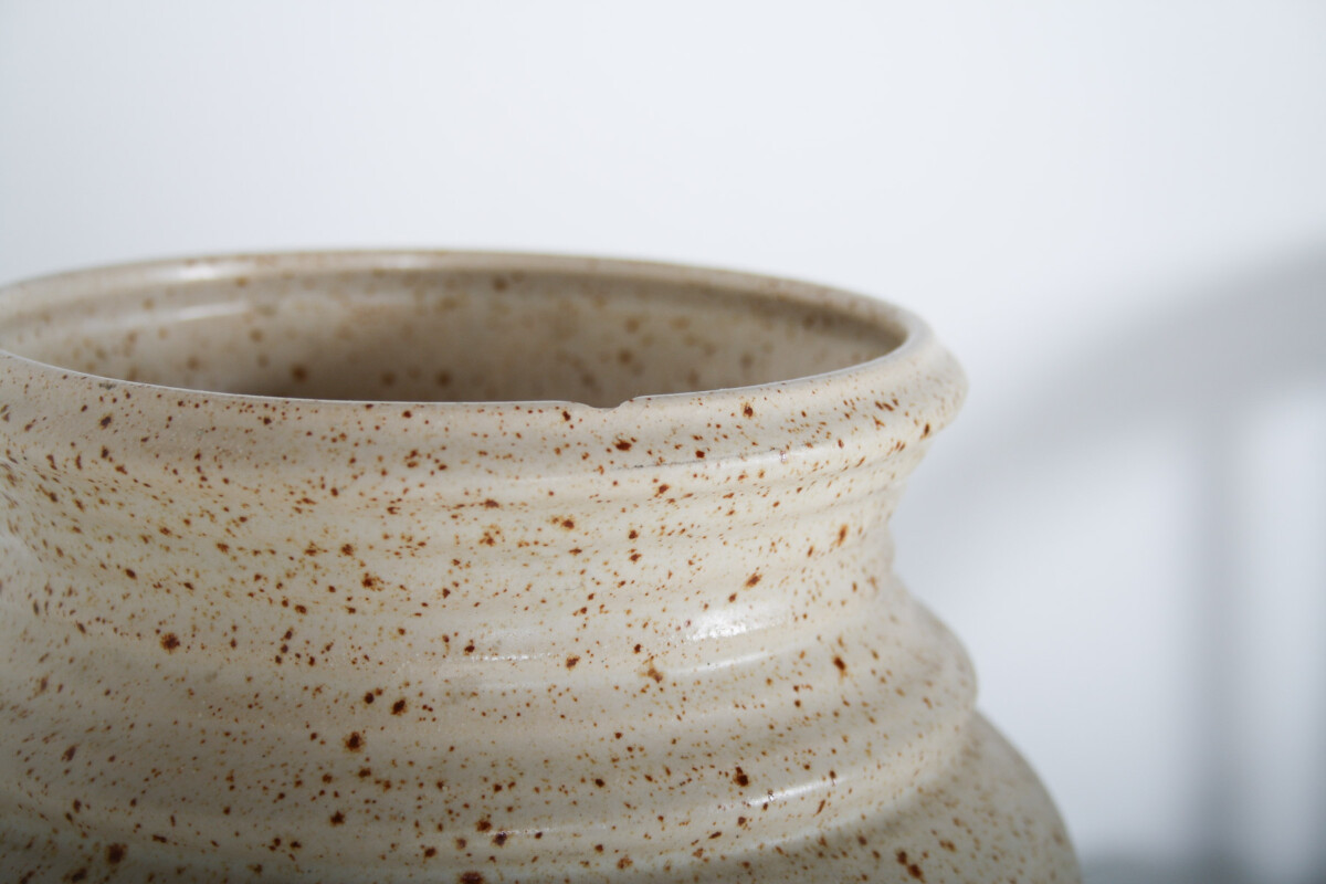 A Large Vibrant West German Pottery Fat Lava Vase in Orange, Black and Cream by BAY - Image 16