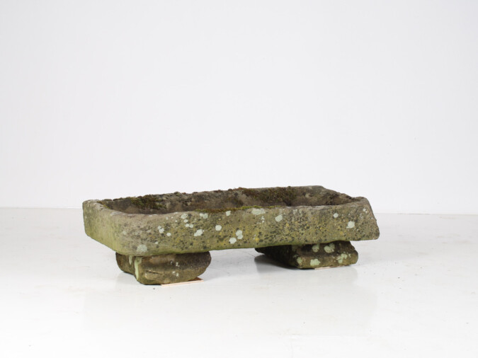 A Large Rectangular Carved Stone Trough Planter Garden Feature on Pedestal