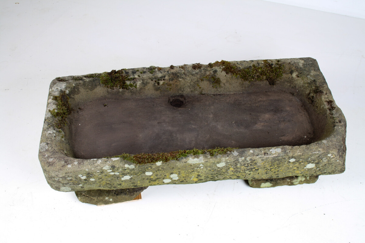 A Large Rectangular Carved Stone Trough Planter Garden Feature on Pedestal - Image 10