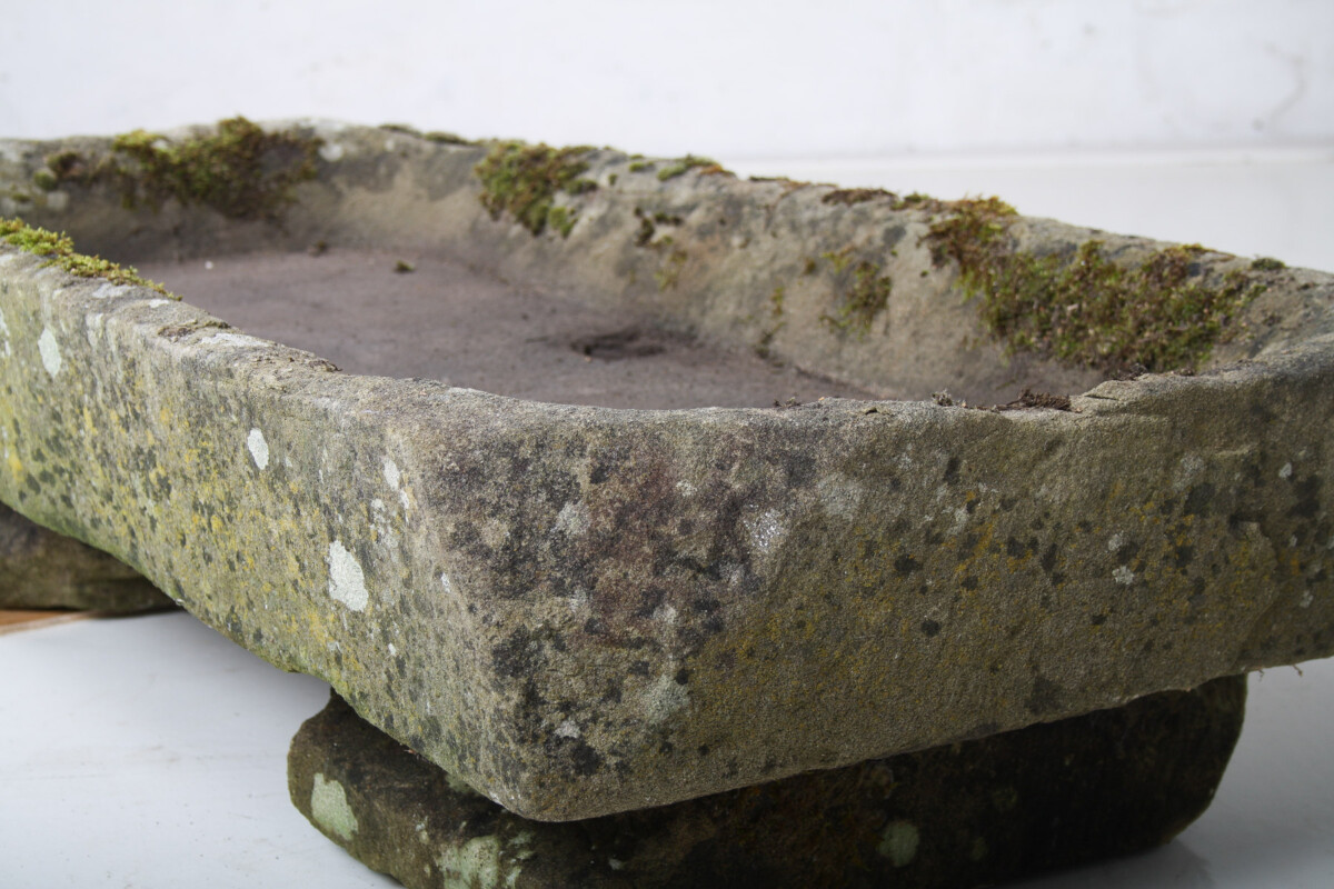 A Large Rectangular Carved Stone Trough Planter Garden Feature on Pedestal - Image 18