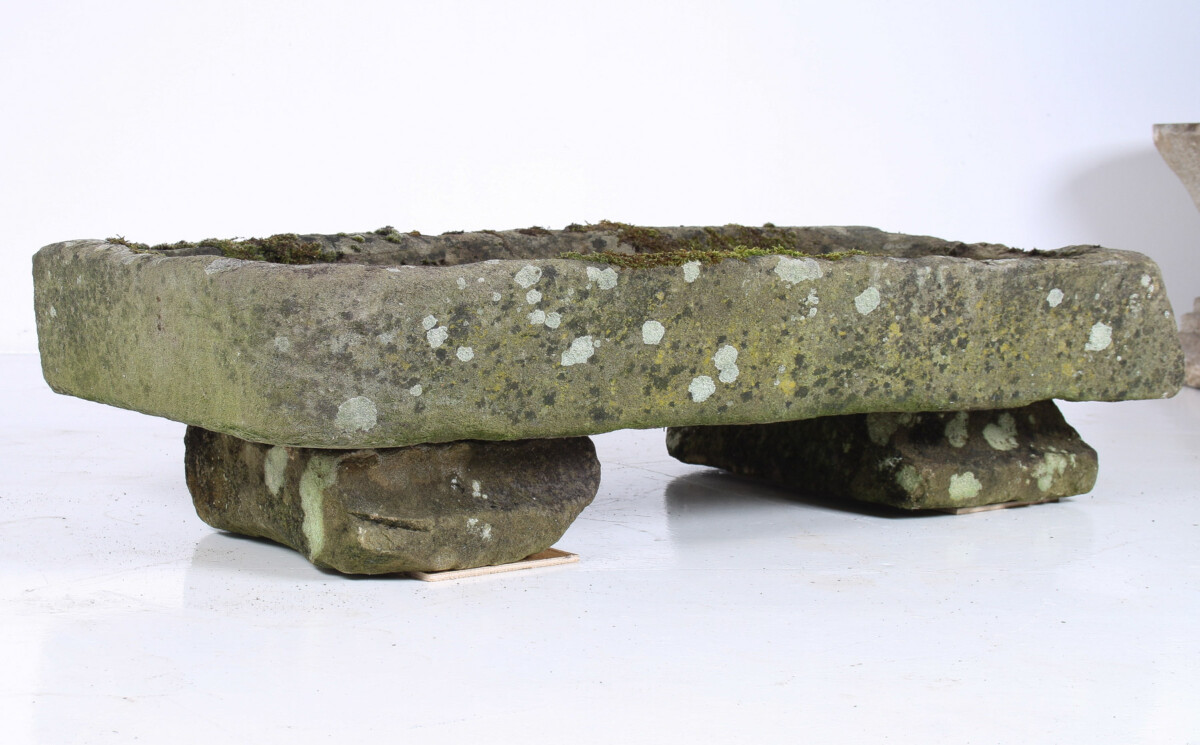 A Large Rectangular Carved Stone Trough Planter Garden Feature on Pedestal - Image 15