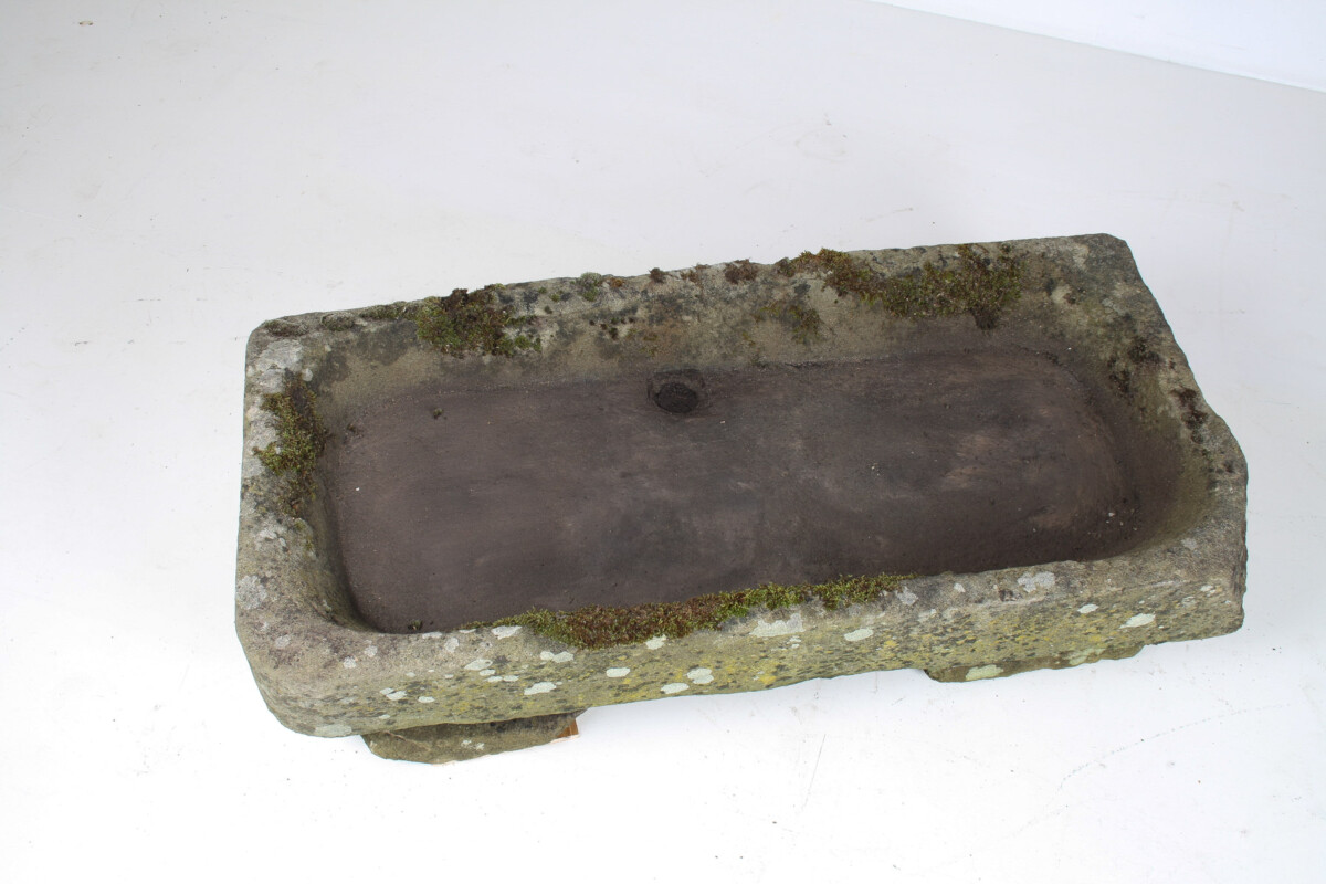 A Large Rectangular Carved Stone Trough Planter Garden Feature on Pedestal - Image 13
