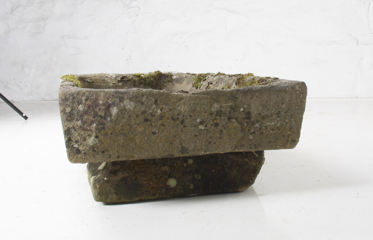 A Large Rectangular Carved Stone Trough Planter Garden Feature on Pedestal - Image 12