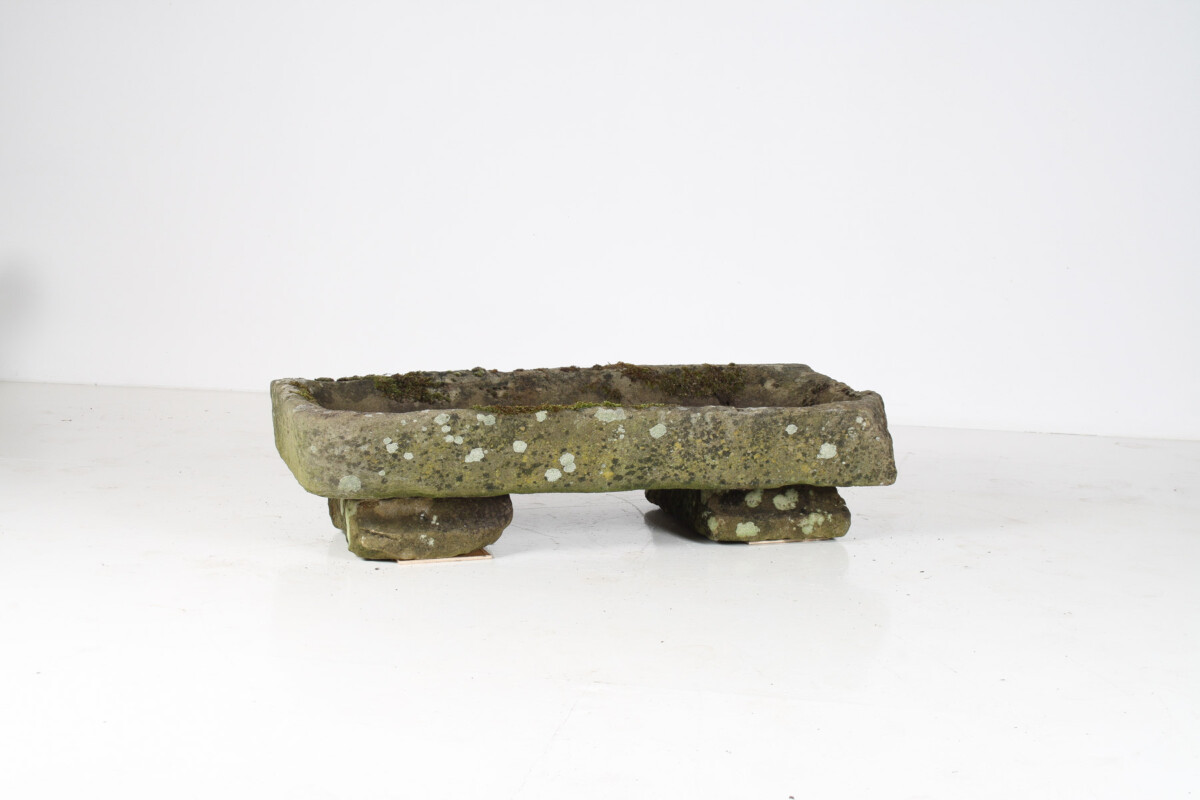 A Large Rectangular Carved Stone Trough Planter Garden Feature on Pedestal - Image 3