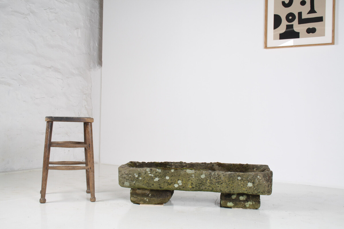 A Large Rectangular Carved Stone Trough Planter Garden Feature on Pedestal - Image 6