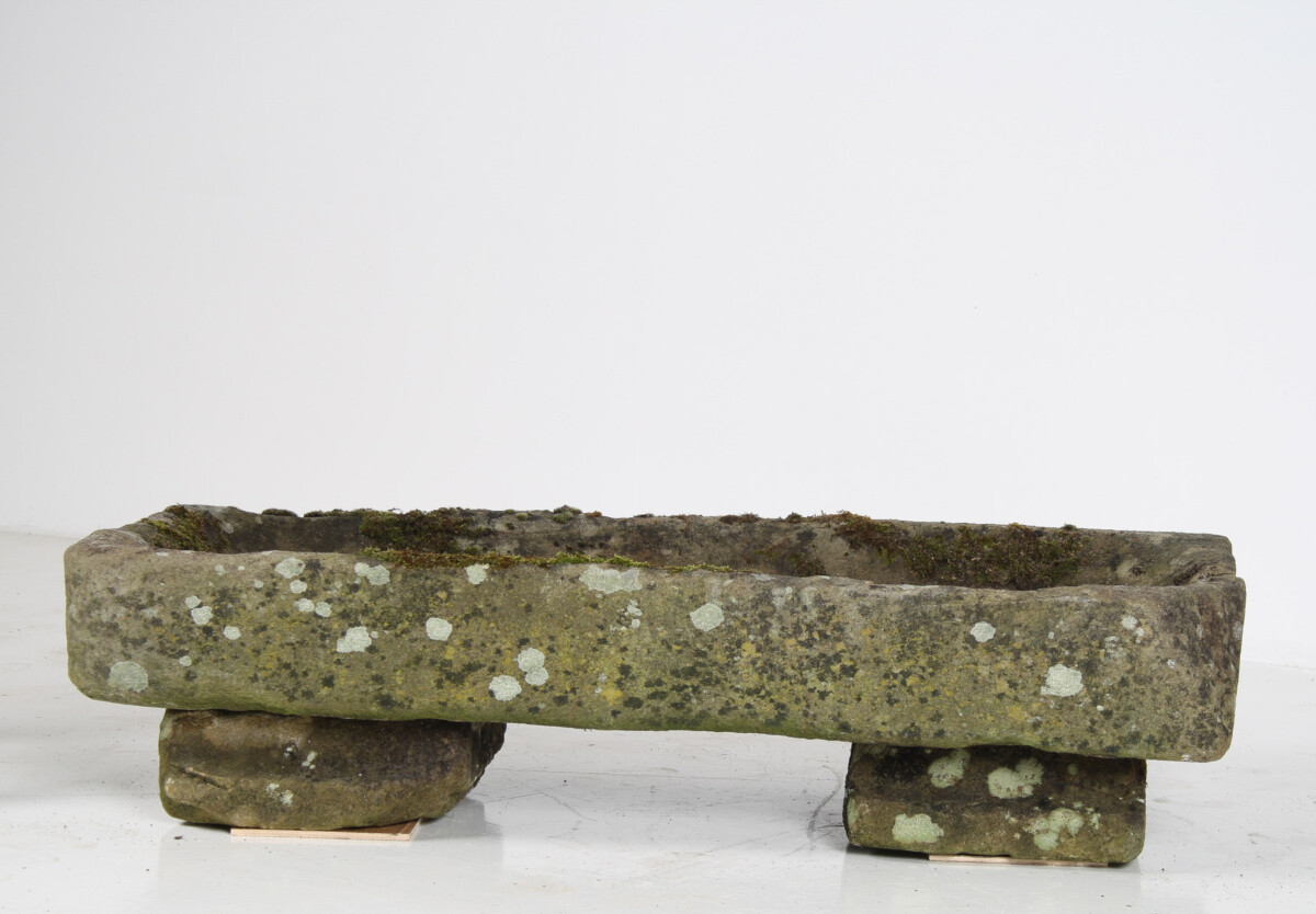 A Large Rectangular Carved Stone Trough Planter Garden Feature on Pedestal - Image 7