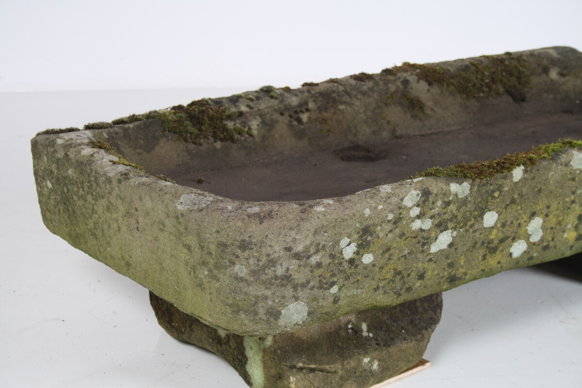 A Large Rectangular Carved Stone Trough Planter Garden Feature on Pedestal - Image 8
