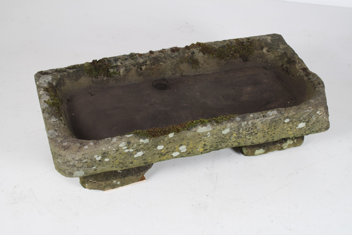 A Large Rectangular Carved Stone Trough Planter Garden Feature on Pedestal - Image 9