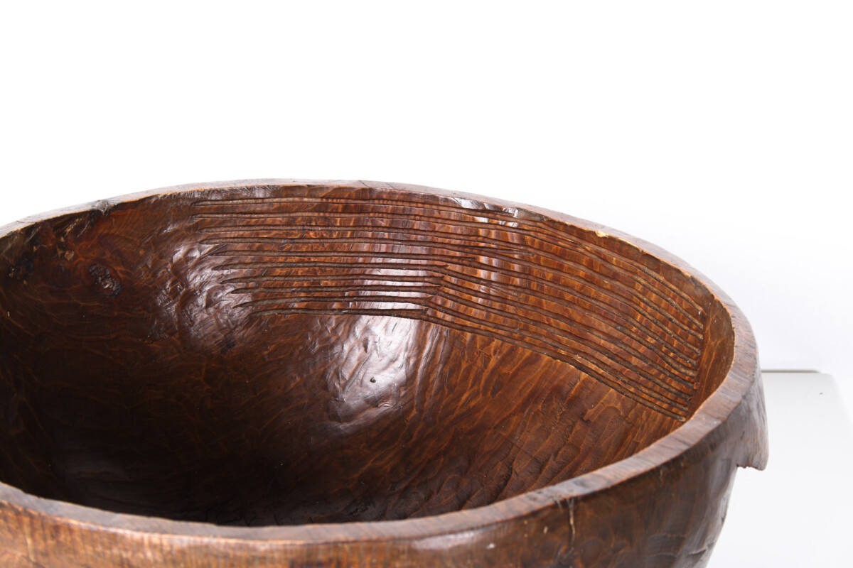 A Very Large Primitive Hand-Carved Antique Wooden Bowl Mortar and Pestle - Image 14