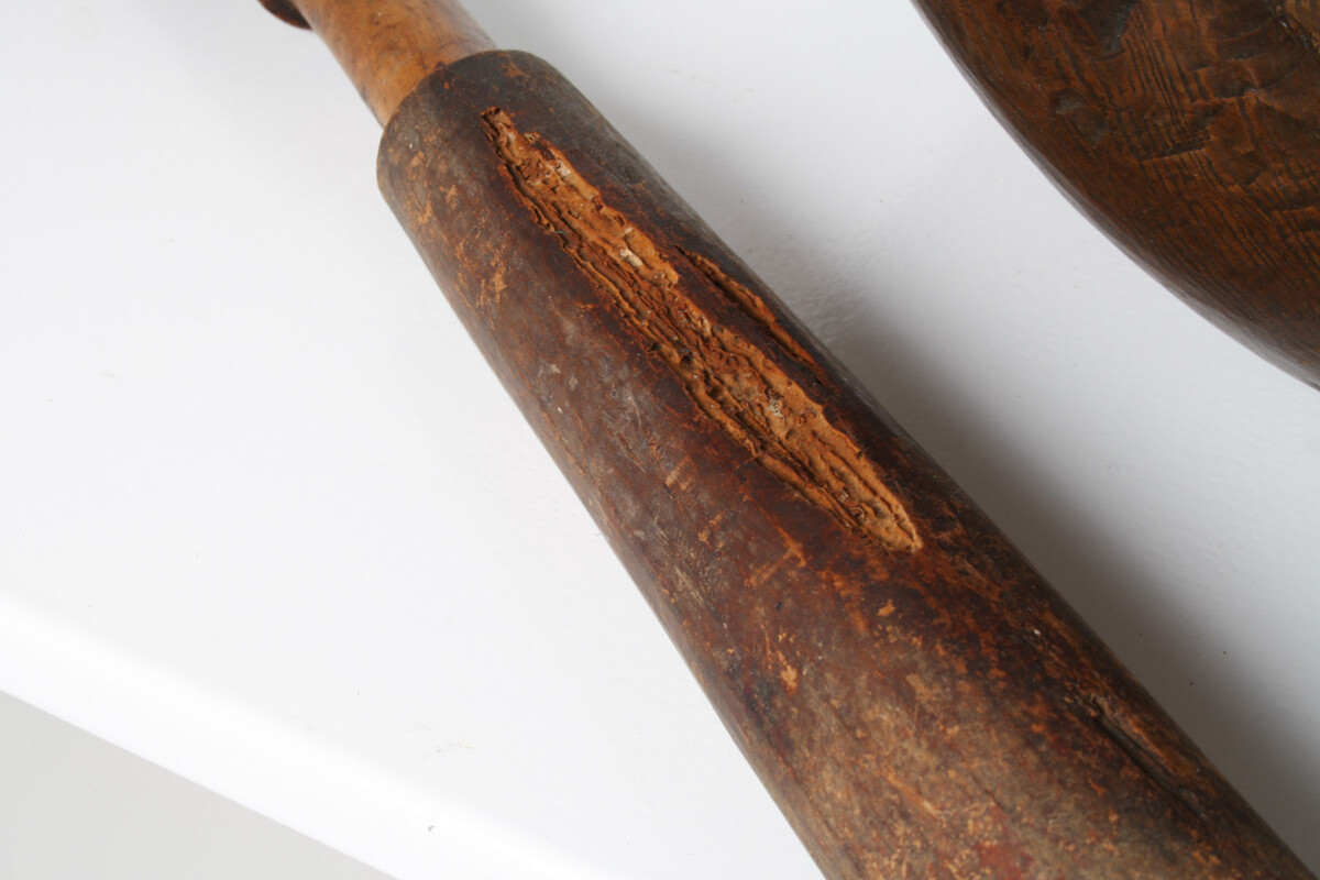 A Very Large Primitive Hand-Carved Antique Wooden Bowl Mortar and Pestle - Image 12