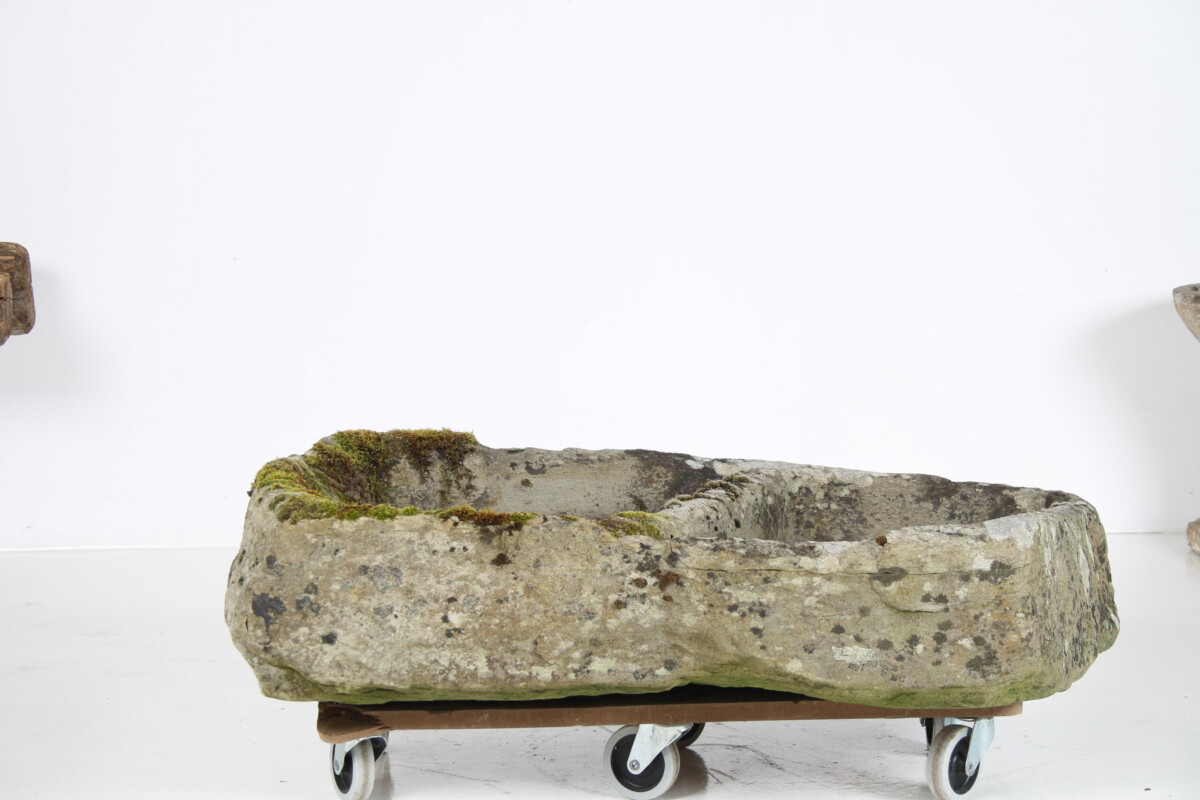 Primitive Carved Stone Trough Planter Weathered Organic Garden Feature | Bonsai Display - Image 3