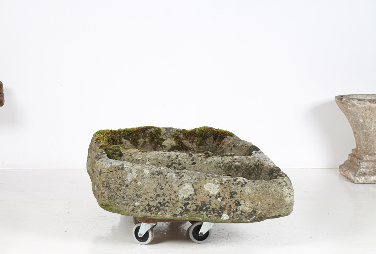 Primitive Carved Stone Trough Planter Weathered Organic Garden Feature | Bonsai Display - Image 8