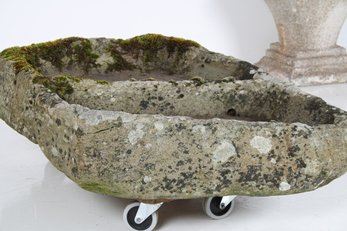 Primitive Carved Stone Trough Planter Weathered Organic Garden Feature | Bonsai Display - Image 7