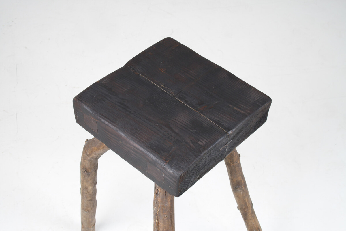 A Primitive Organic Wooden Vernacular Wabi Sabi Side Table or Stool - Image 11