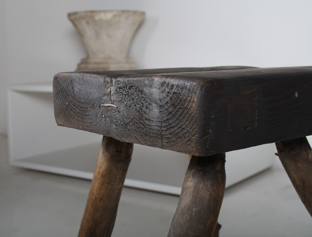 A Primitive Organic Wooden Vernacular Wabi Sabi Side Table or Stool - Image 9