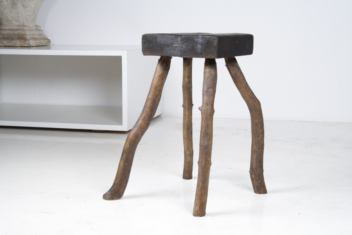 A Primitive Organic Wooden Vernacular Wabi Sabi Side Table or Stool
